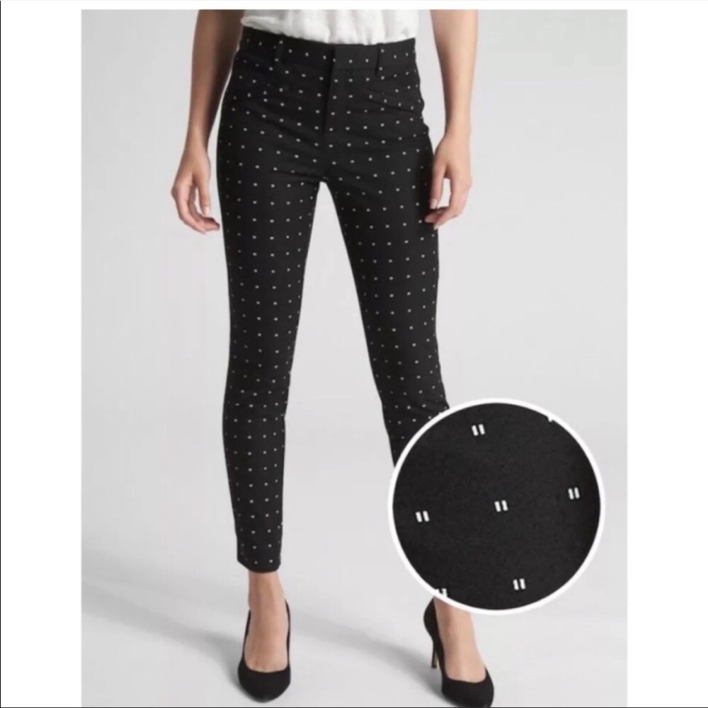 Gap Black & White Geo Print Signature Skinny Ankle Business Casual Dress Pants